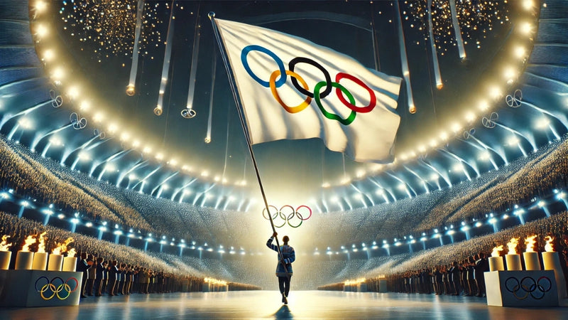 Qui porte le drapeau olympique ?